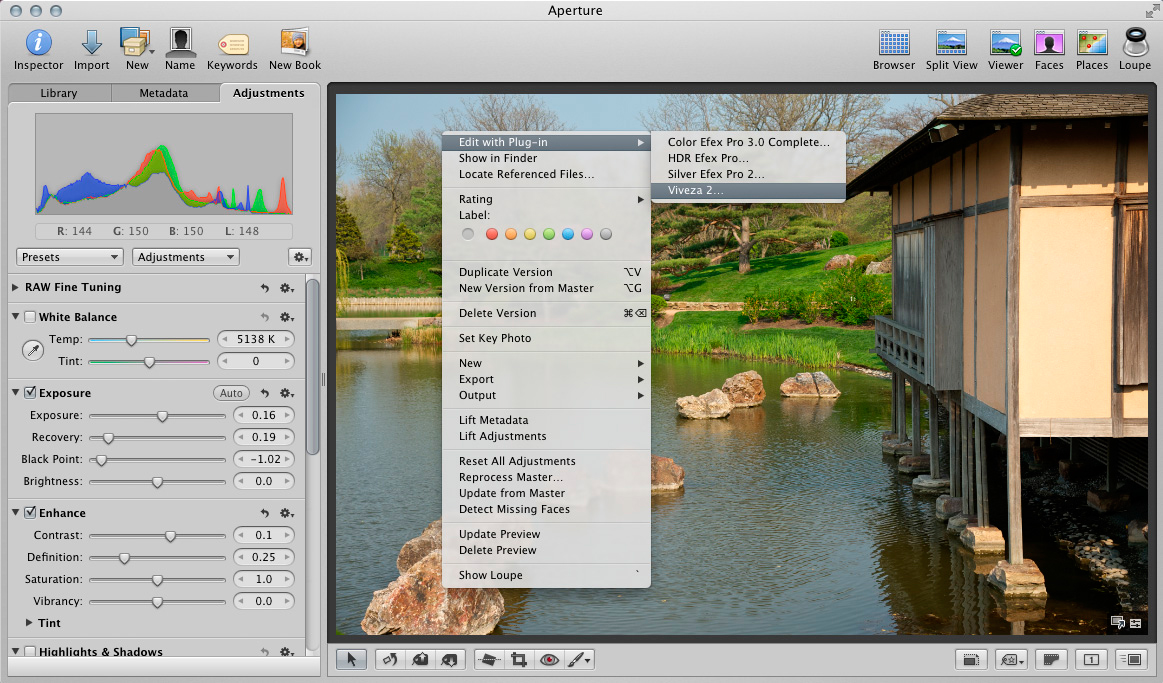 Aperture supports many plugin workflows