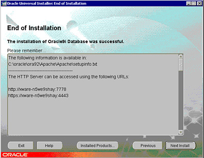 Installation information about HTTP server