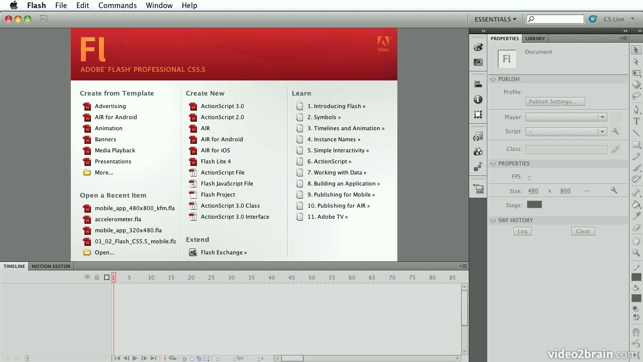 video2brain adobe flash cs5