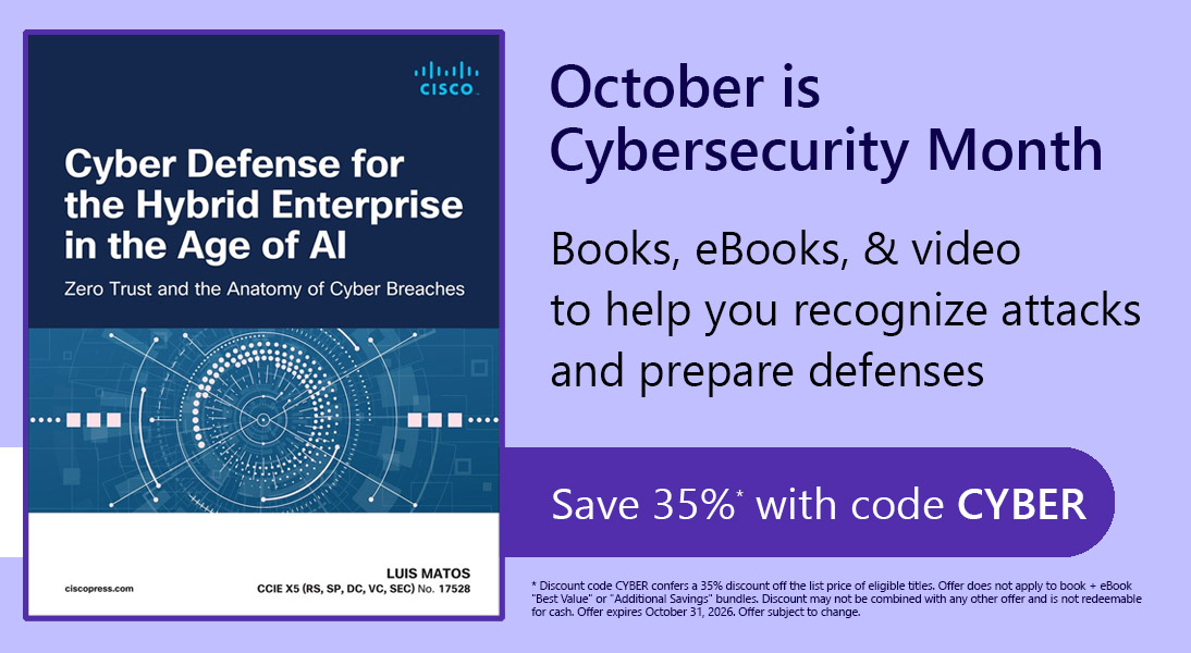 Cybersecurity Month: Save 35% off the list price of eligible titles with discount code CYBER