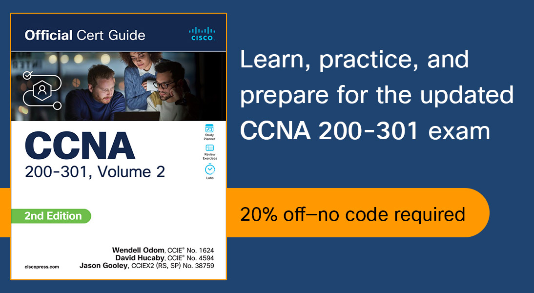 Learn, practice, and prepare for the new CCNA exam -- save 20%, no code required
