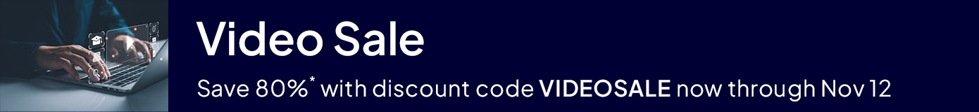 Save 80% on video training, now through November 12, with discount code VIDEOSALE