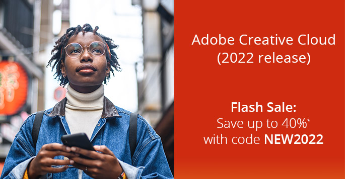 Save up to 40% on Adobe Creative Cloud (2022 release) books, eBooks, and Web Editions* with code NEW2022