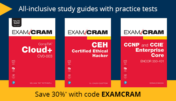 Save 30% on the Exam Cram series from Pearson IT Certification with discount code BOOKSGIVING, now through December 1